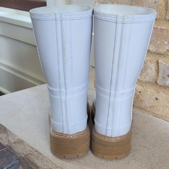HUNTER I White Refined Stitch Detail Spurrey Short Wellies Rain Boots, 8 - Picture 7 of 13